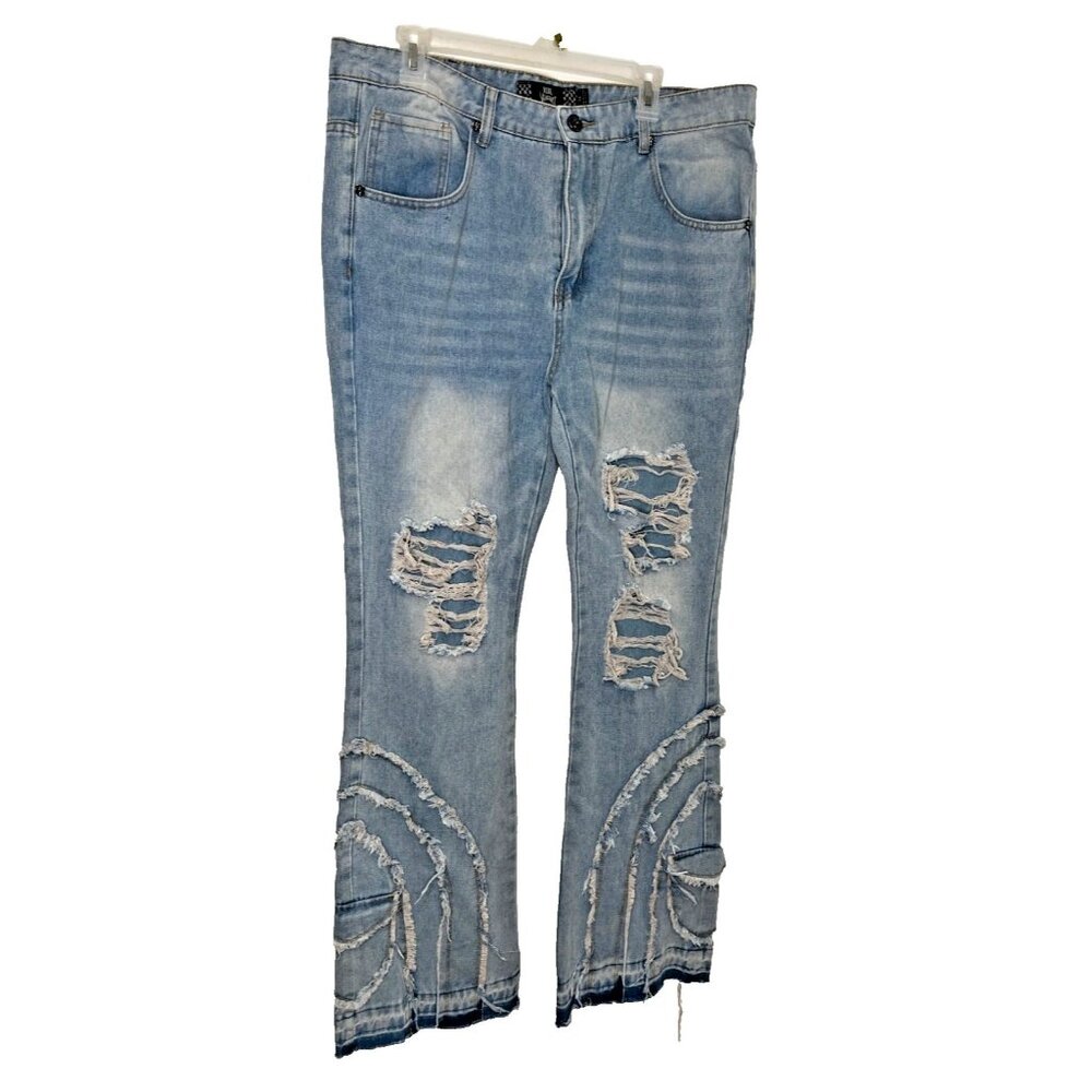 Wide Leg Skate Outlaw Fray Y2K Mens 38 x 35 J N CO Rebel Vengeance Jeans
